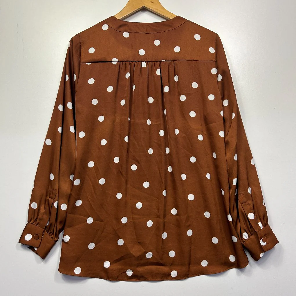 Witchery Brown Polka Dot Top - Size 12 - Image 2
