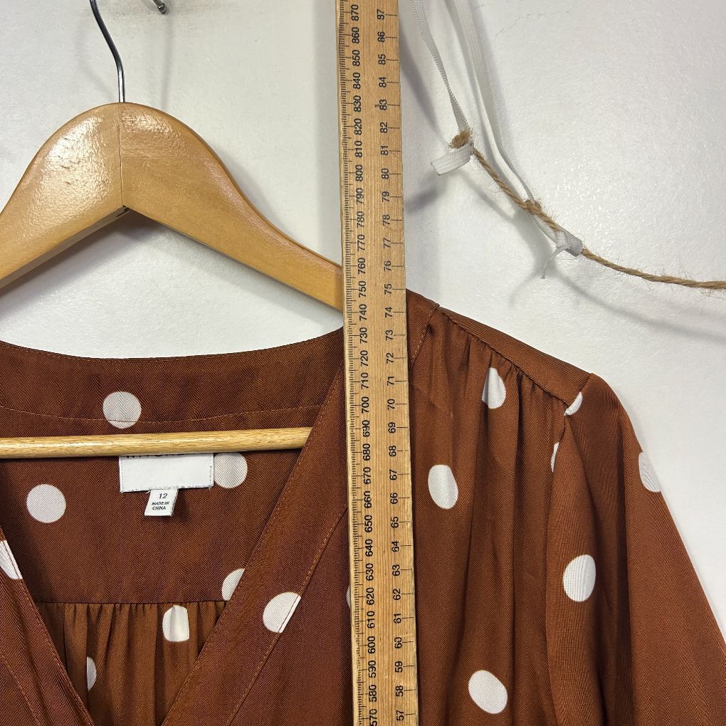 Witchery Brown Polka Dot Top - Size 12 - Image 6