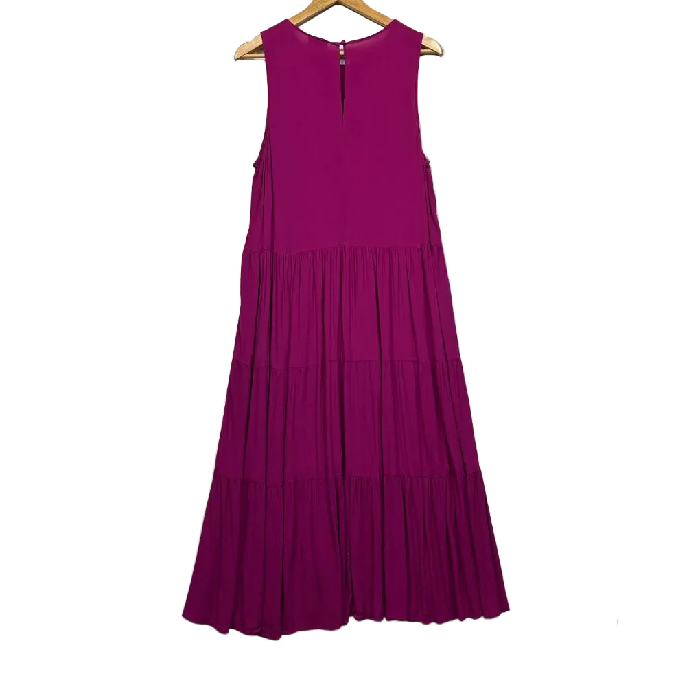Witchery Magenta Tiered Sleeveless Maxi Dress - Size 16 - Image 2