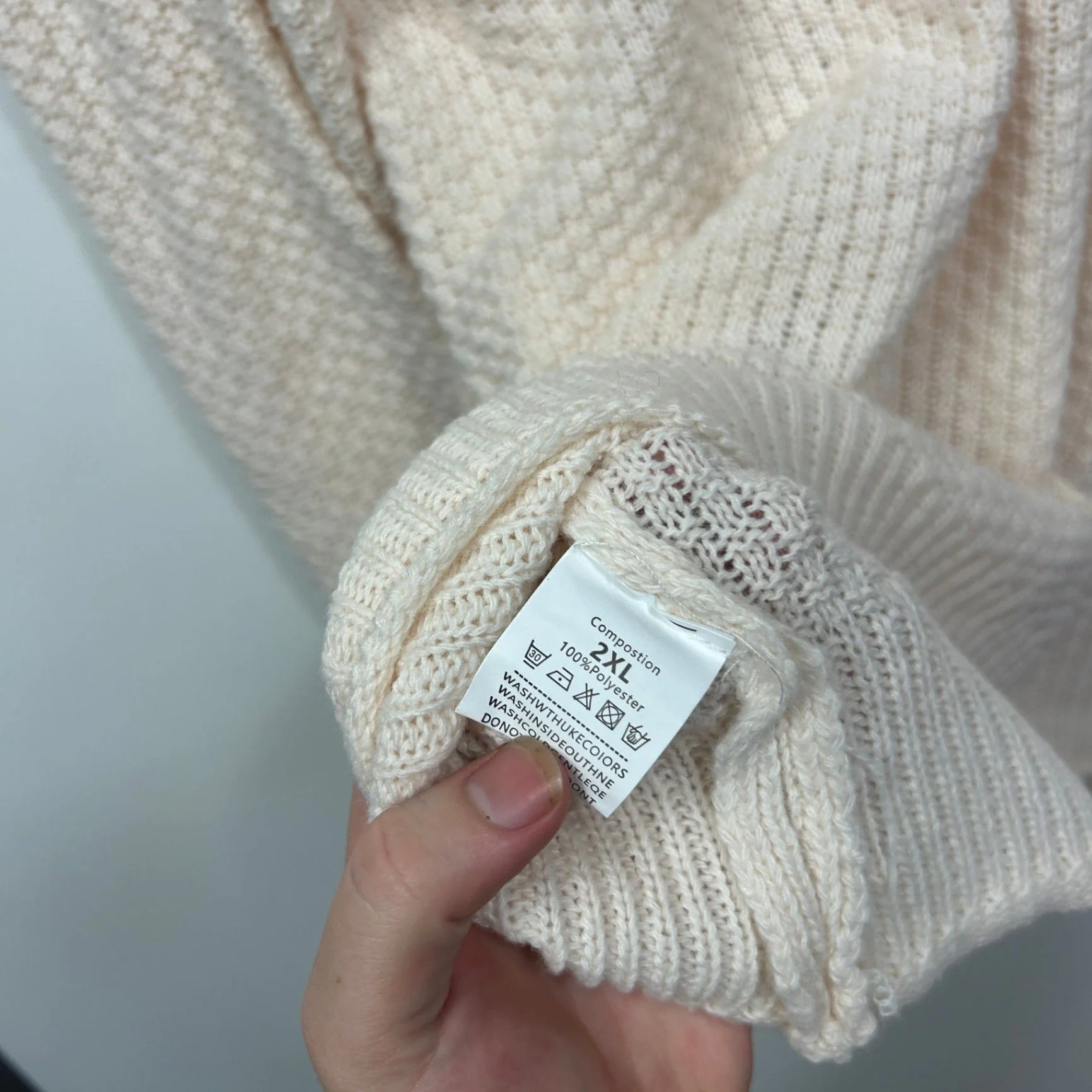 Womens Cream V Neck Long Sleeve Knit Jumper Cardigan Size 2XL - Image 3