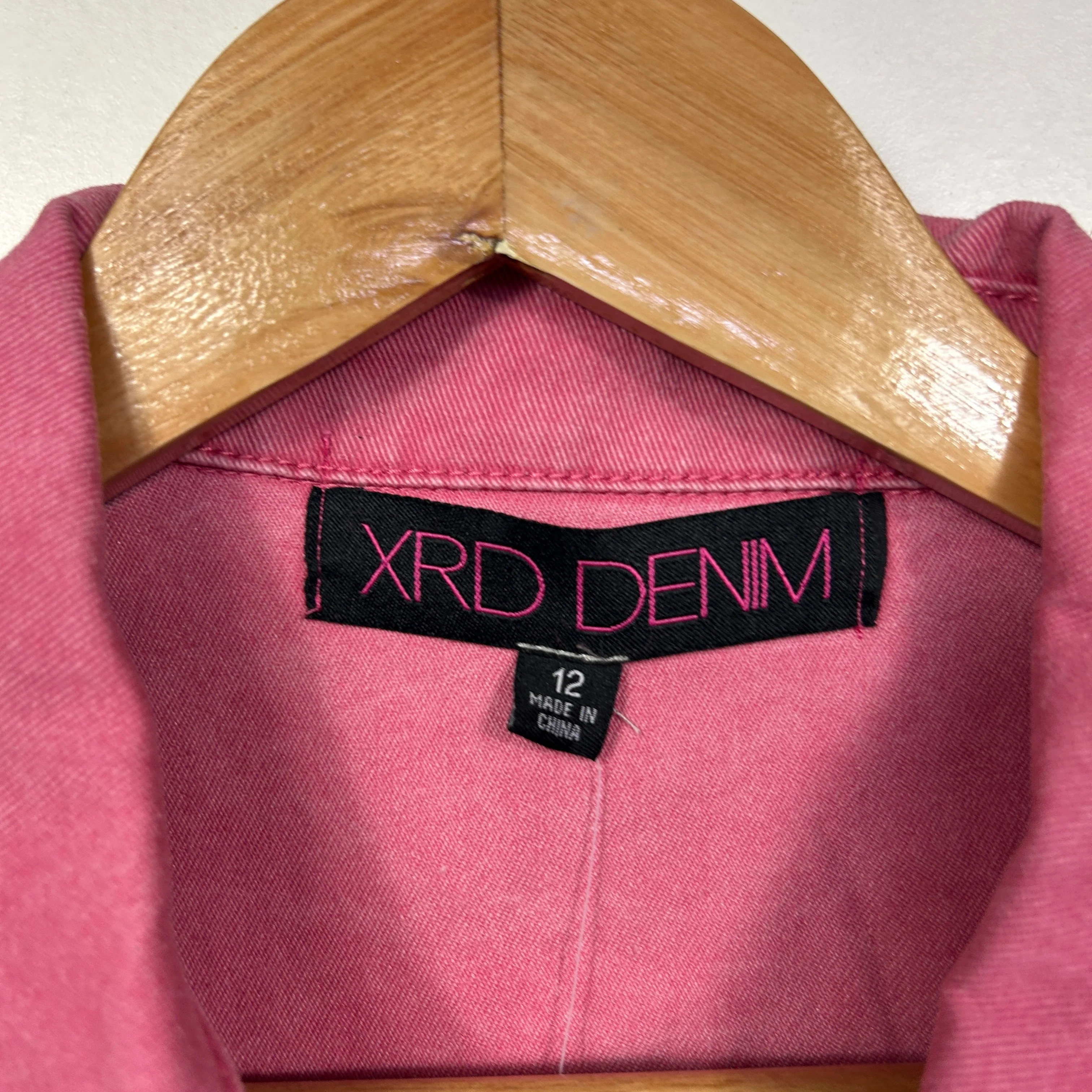 XRD Denim Pink Cropped Denim Jacket - Size 12 - Image 2