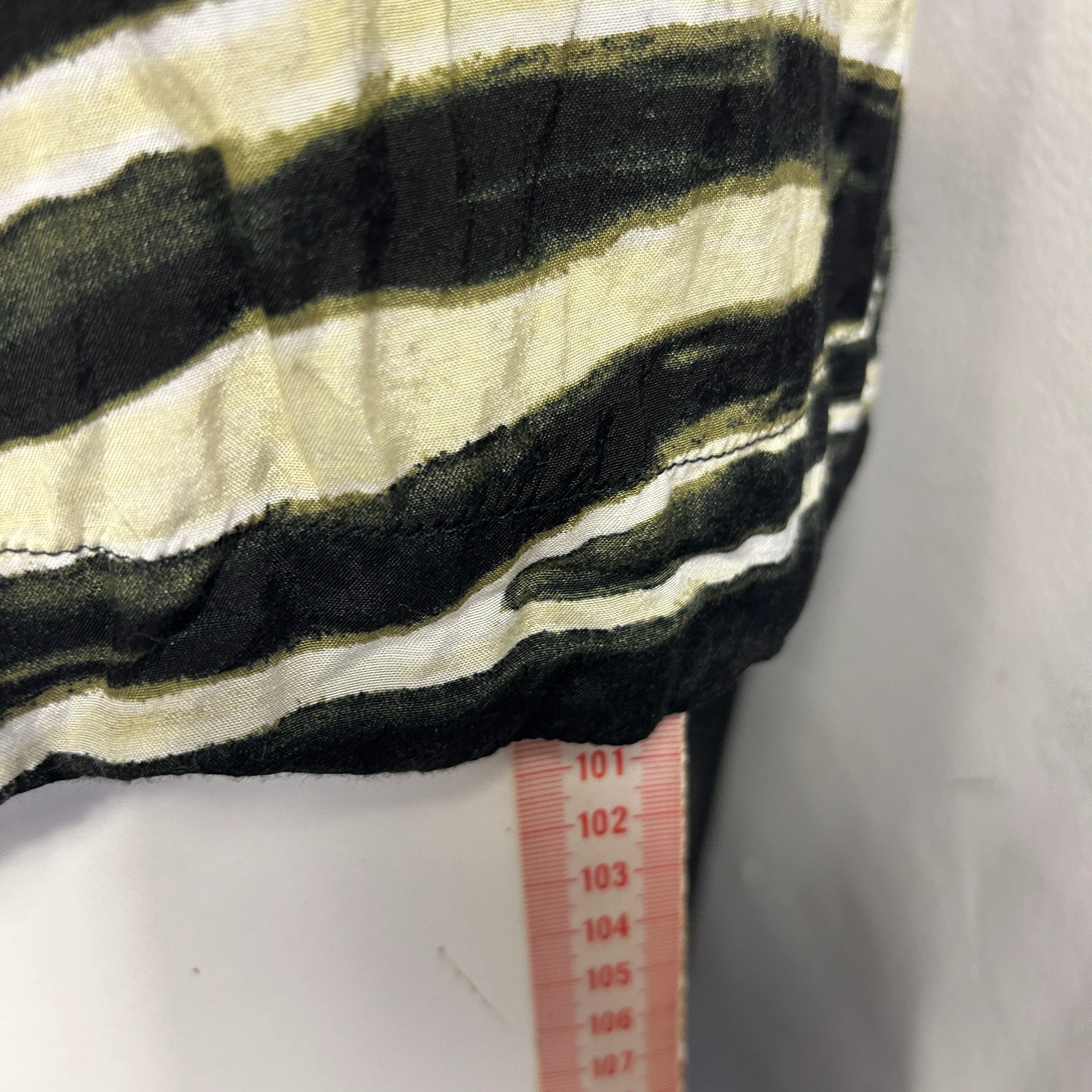 Yarra Trail Black Cream Olive Green Stripe Print Dress - Size 16 - Image 6
