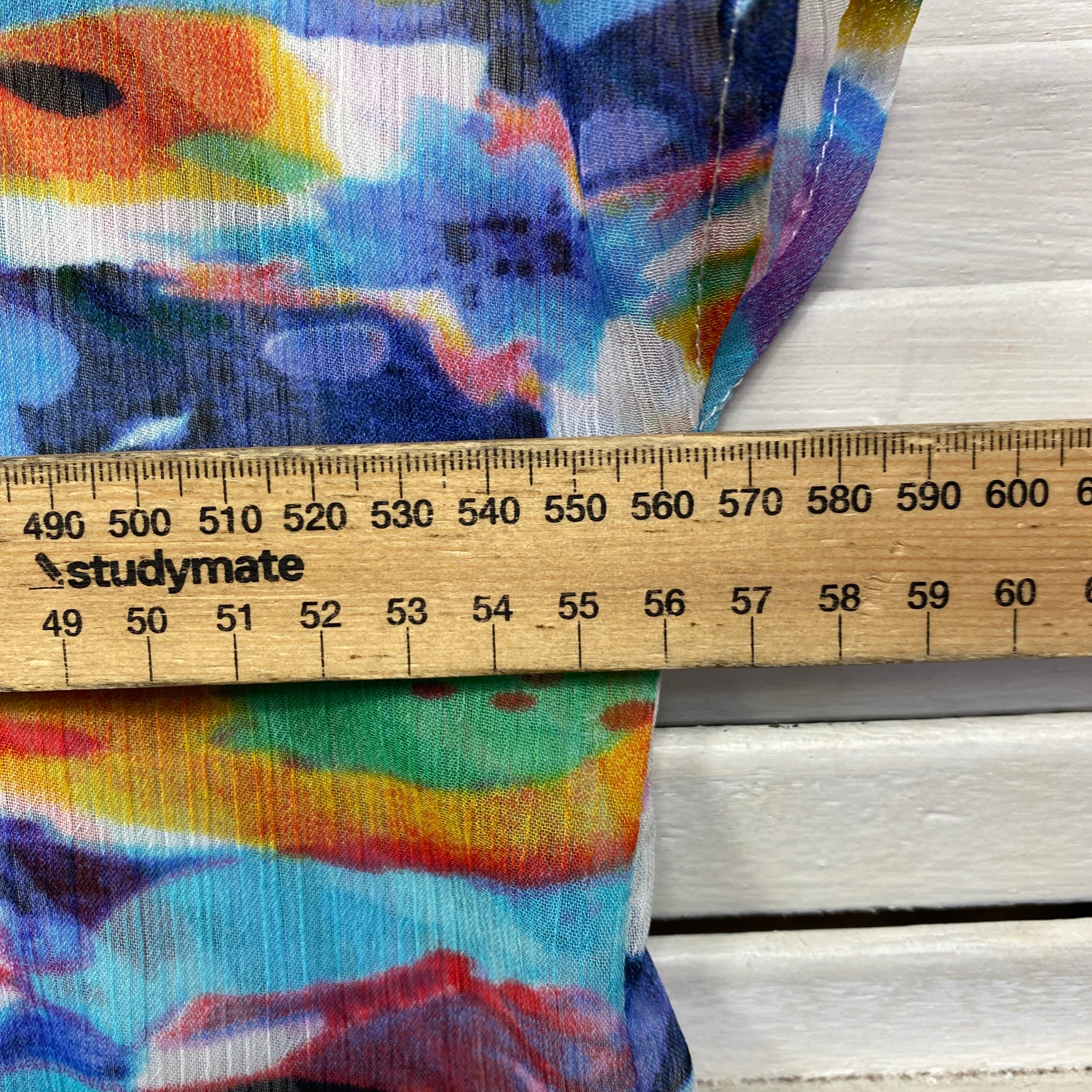 Yarra Trail Top Size 14 Short Sleeve Longline Multicoloured Sheer - Image 6