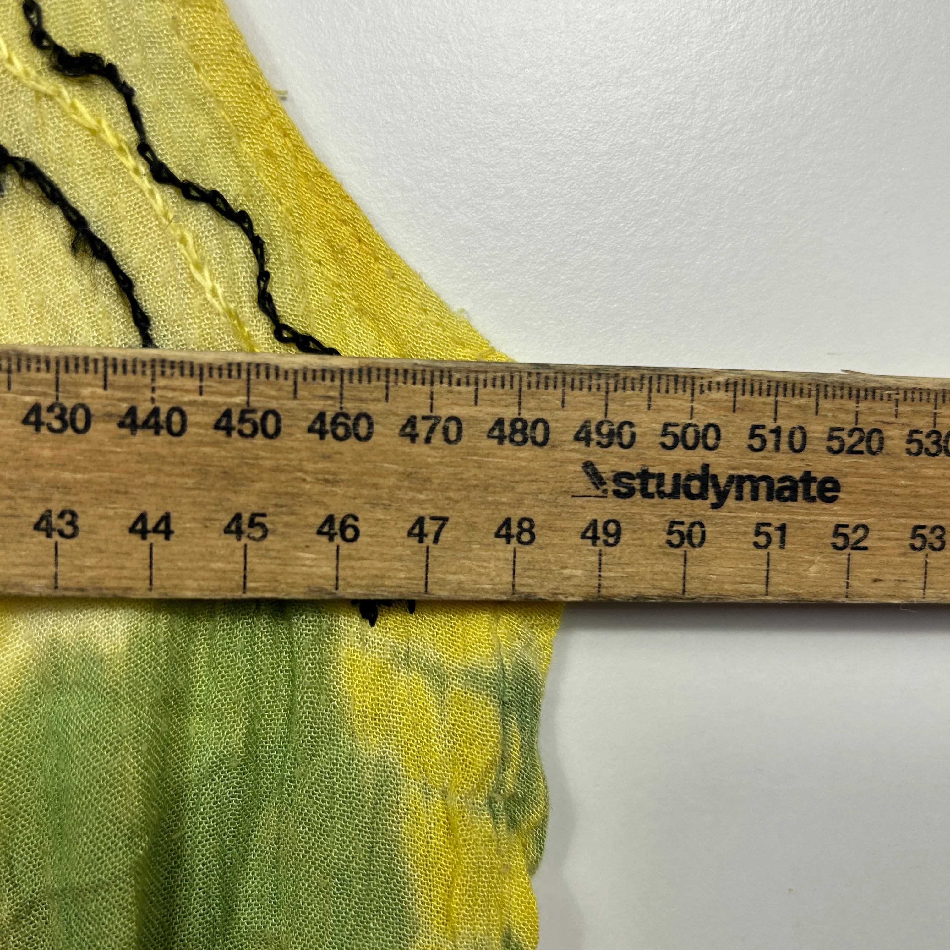Yellow Tie-Dye Sleeveless Dress with Embroidered Detail - One Size - Image 5