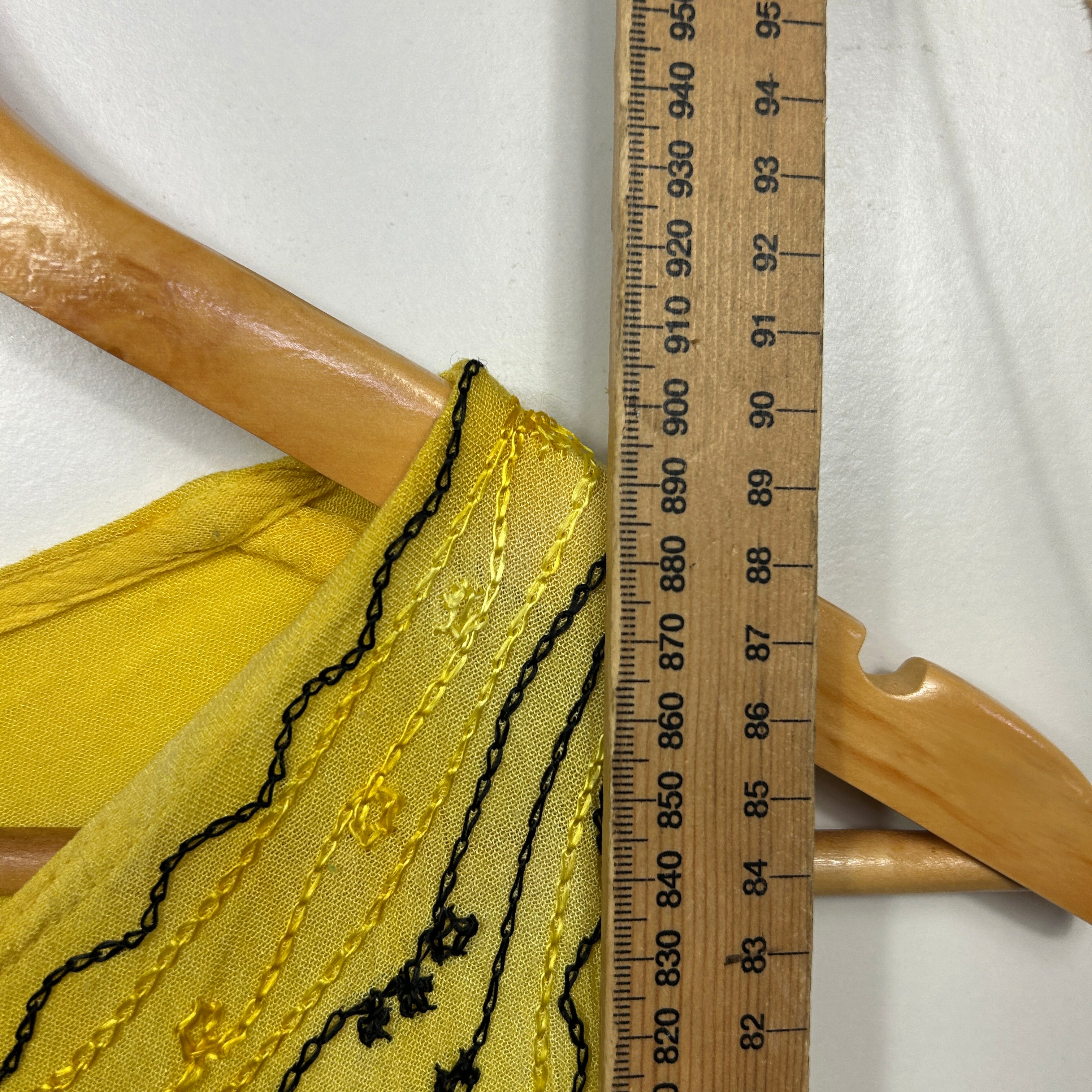 Yellow Tie-Dye Sleeveless Dress with Embroidered Detail - One Size - Image 6