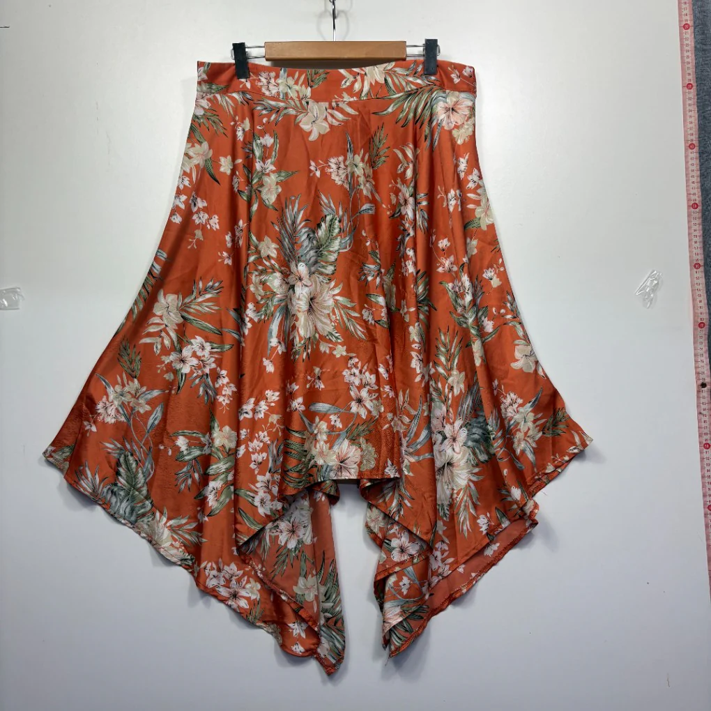 You + All Orange Floral Handkerchief Hem Skirt - Size 16 - Image 3
